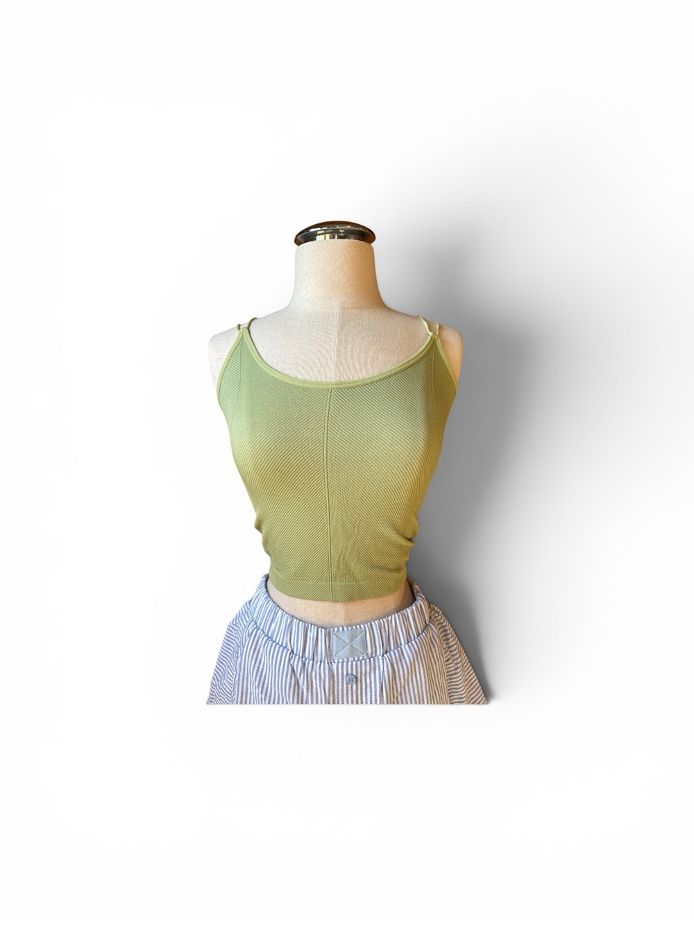 Very J Light Green Ribbed Spaghetti Strap Tank. NWT! S/M. Stretchy material.